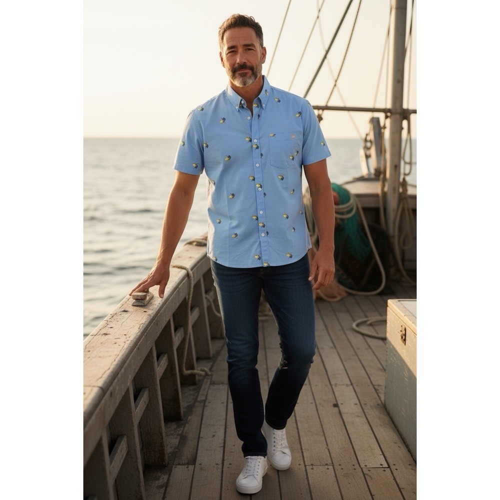 Huk Kona Shirt Mens Large Marlin Fishing Outdoor Lightweight UPF 30 Pocket